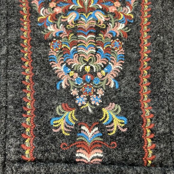 Free People Wool Blend Gray 4 Bohemian Embroidered Pleated Button Jacket Blazer - Picture 9 of 13